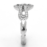 TS105 - 925 Sterling Silver Ring Rhodium Women AAA Grade CZ Clear