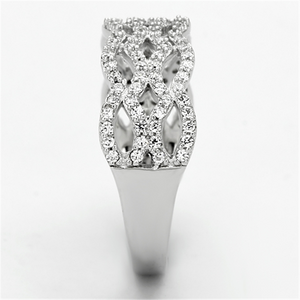 TS106 - 925 Sterling Silver Ring Rhodium Women AAA Grade CZ Clear