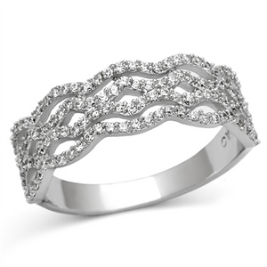 TS106 - 925 Sterling Silver Ring Rhodium Women AAA Grade CZ Clear