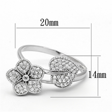 TS114 - 925 Sterling Silver Ring Rhodium Women AAA Grade CZ Clear