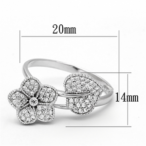 TS114 - 925 Sterling Silver Ring Rhodium Women AAA Grade CZ Clear