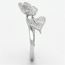 TS114 - 925 Sterling Silver Ring Rhodium Women AAA Grade CZ Clear