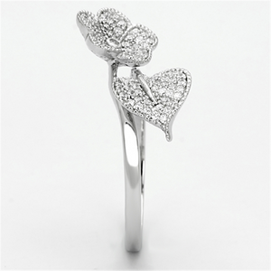 TS114 - 925 Sterling Silver Ring Rhodium Women AAA Grade CZ Clear