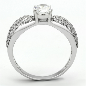 TS119 - 925 Sterling Silver Ring Rhodium Women AAA Grade CZ Clear