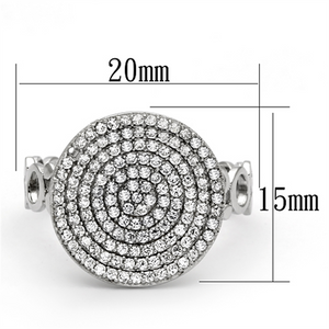 TS121 - 925 Sterling Silver Ring Rhodium Women AAA Grade CZ Clear