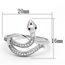 TS123 - 925 Sterling Silver Ring Rhodium Women AAA Grade CZ Ruby