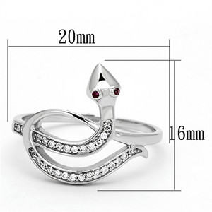 TS123 - 925 Sterling Silver Ring Rhodium Women AAA Grade CZ Ruby