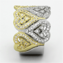 TS126 - 925 Sterling Silver Ring Gold+Rhodium Women AAA Grade CZ Champagne
