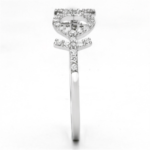 TS129 - 925 Sterling Silver Ring Rhodium Women AAA Grade CZ Clear