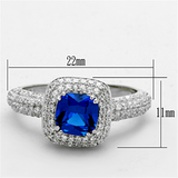 TS137 - 925 Sterling Silver Ring Rhodium Women Synthetic London Blue
