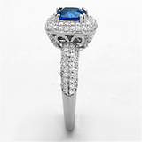 TS137 - 925 Sterling Silver Ring Rhodium Women Synthetic London Blue