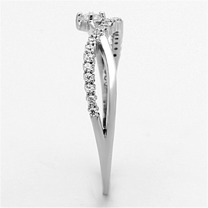 TS144 - 925 Sterling Silver Ring Rhodium Women AAA Grade CZ Clear