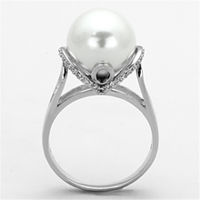 TS154 - 925 Sterling Silver Ring Rhodium Women Synthetic White