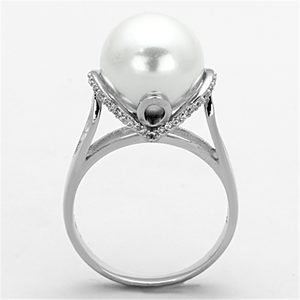 TS154 - 925 Sterling Silver Ring Rhodium Women Synthetic White