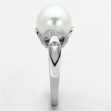 TS154 - 925 Sterling Silver Ring Rhodium Women Synthetic White