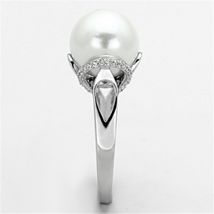 TS154 - 925 Sterling Silver Ring Rhodium Women Synthetic White