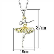 TS156 - 925 Sterling Silver Chain Pendant Gold+Rhodium Women AAA Grade CZ Topaz