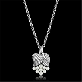 TS165 - Rhodium 925 Sterling Silver Chain Pendant with Synthetic Pearl in White