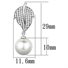 TS166 - 925 Sterling Silver Earrings Rhodium Women Synthetic White