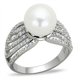 TS169 - 925 Sterling Silver Ring Rhodium Women Synthetic White