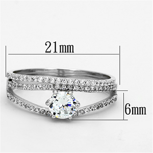 TS172 - 925 Sterling Silver Ring Rhodium Women AAA Grade CZ Clear
