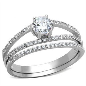 TS172 - 925 Sterling Silver Ring Rhodium Women AAA Grade CZ Clear