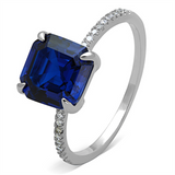 TS177 - 925 Sterling Silver Ring Rhodium Women Synthetic London Blue