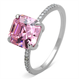 TS179 - 925 Sterling Silver Ring Rhodium Women Cubic Rose
