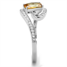 TS183 - 925 Sterling Silver Ring Rhodium Women AAA Grade CZ Champagne