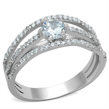 TS185 - 925 Sterling Silver Ring Rhodium Women AAA Grade CZ Clear