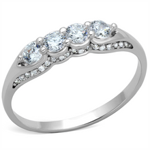 TS198 - 925 Sterling Silver Ring Rhodium Women AAA Grade CZ Clear