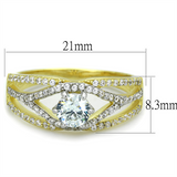 TS200 - 925 Sterling Silver Ring Gold+Rhodium Women AAA Grade CZ Clear