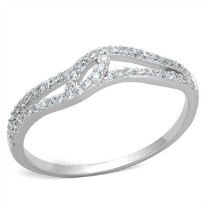 TS202 - 925 Sterling Silver Ring Rhodium Women AAA Grade CZ Clear