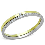 TS207 - 925 Sterling Silver Ring Gold+Rhodium Women AAA Grade CZ Clear