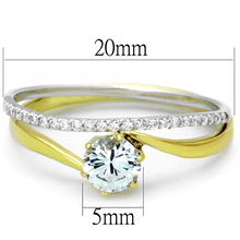 TS209 - 925 Sterling Silver Ring Gold+Rhodium Women AAA Grade CZ Clear