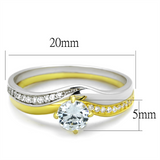 TS210 - 925 Sterling Silver Ring Gold+Rhodium Women AAA Grade CZ Clear