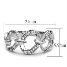 TS212 - 925 Sterling Silver Ring Rhodium Women AAA Grade CZ Clear