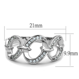 TS212 - 925 Sterling Silver Ring Rhodium Women AAA Grade CZ Clear