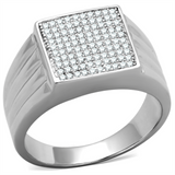TS214 - 925 Sterling Silver Ring Rhodium Men AAA Grade CZ Clear