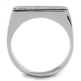 TS217 - 925 Sterling Silver Ring Rhodium Men AAA Grade CZ Clear