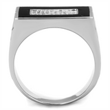 TS220 - 925 Sterling Silver Ring Rhodium Men AAA Grade CZ Clear