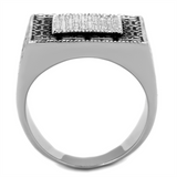 TS221 - 925 Sterling Silver Ring Rhodium Men AAA Grade CZ Clear