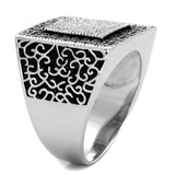 TS221 - 925 Sterling Silver Ring Rhodium Men AAA Grade CZ Clear