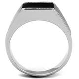 TS223 - 925 Sterling Silver Ring Rhodium Men AAA Grade CZ Clear