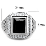 TS224 - 925 Sterling Silver Ring Rhodium Men AAA Grade CZ Black Diamond