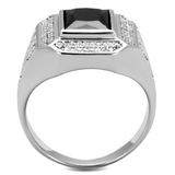TS224 - 925 Sterling Silver Ring Rhodium Men AAA Grade CZ Black Diamond
