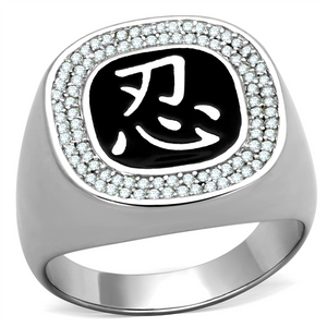 TS225 - 925 Sterling Silver Ring Rhodium Men AAA Grade CZ Clear
