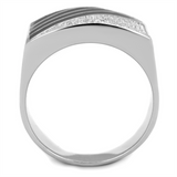 TS227 - 925 Sterling Silver Ring Rhodium Men AAA Grade CZ Clear