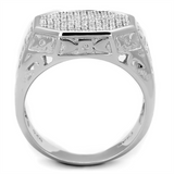 TS229 - 925 Sterling Silver Ring Rhodium Men AAA Grade CZ Clear