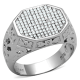 TS229 - 925 Sterling Silver Ring Rhodium Men AAA Grade CZ Clear